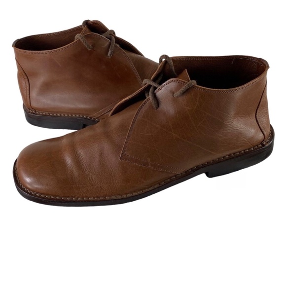J. Crew Italy Mens Sz 12 Chukka Ankle Boots Leather Brown Lace Up - Picture 1 of 9